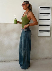 Paltrow Mid Rise Wide Leg Cargo Jeans Mid Blue Wash Petite