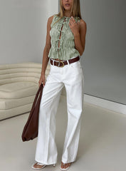 Serenitia Mid Rise Straight Leg Relaxed Jeans White Wash