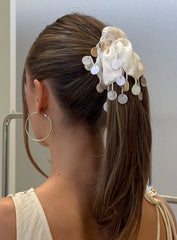 Tahlie Shell Detail Scrunchie Cream