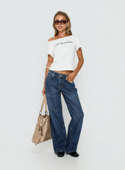 Serenitia Mid Rise Straight Leg Relaxed Jeans Dark Blue Wash