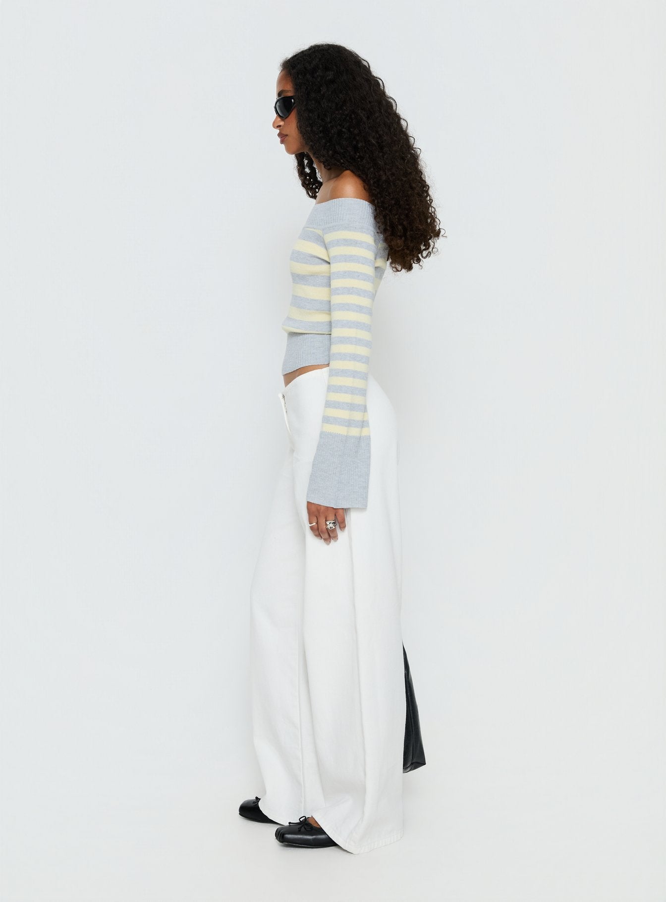 Hereos Mid Rise Baggy Leg Jeans White